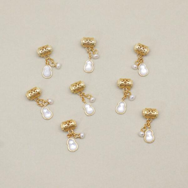gourd charm, shell charm, white charm, sterling silver charm, gild bead, golden charm, 2pcs / 5 pcs - Image 3