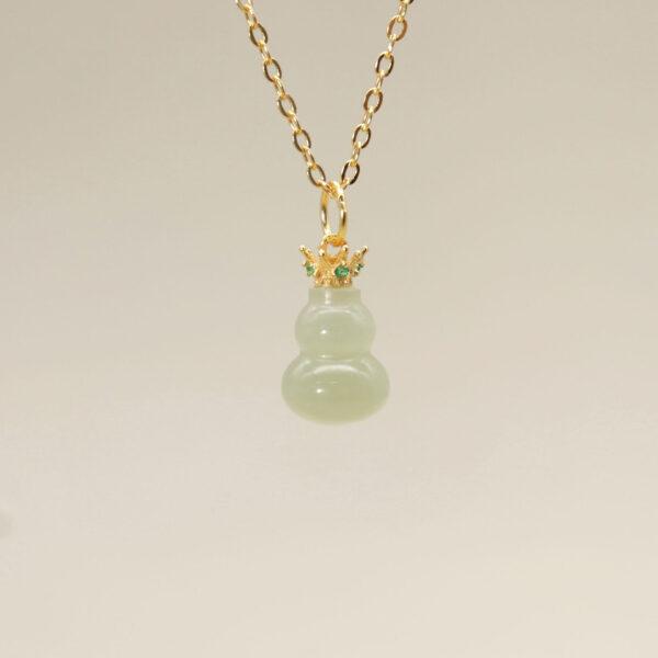 gourd charm, crown charm, nephrite charm, light green charm, sterling silver charm, gild bead, golden charm, 2pcs / 5 pcs - Image 3