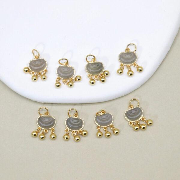 ruyi flower charm, nephrite charm, purple gray charm, sterling silver charm, gild bead, golden charm, 2pcs / 5 pcs - Image 3