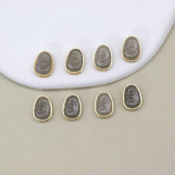ruyi flower bead, bezel bead, nephrite bead, purple gray bead, sterling silver bead, gild bead, golden bead, 2pcs / 5 pcs - Image 3