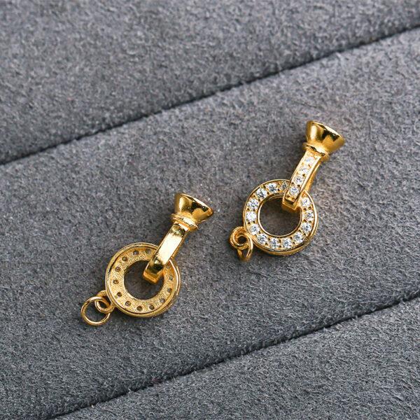 gemstone setting, pendant bail, golden buckle, golden clasp, s925 sterling silver, golden findings, gild bead - Image 3