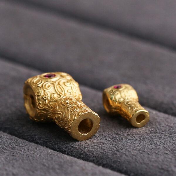 T drilled bead, vine pattern bead, spacer bead, s925 sterling silver, sterling silver bead, golden bead, gild bead - Image 3