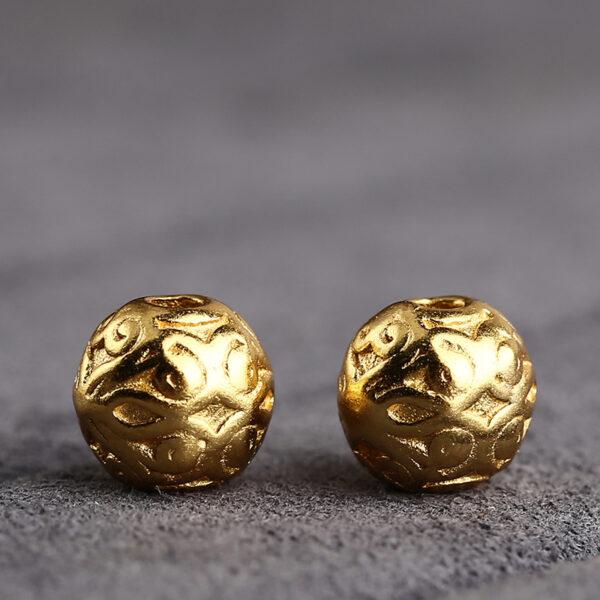 round bead, vine pattern bead, spacer bead, s925 sterling silver, sterling silver bead, golden bead, gild bead - Image 4