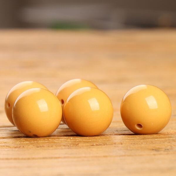 yellow quartz bead, orange bead, round bead, through hole bead, natural bead, genuine bead - Image 3