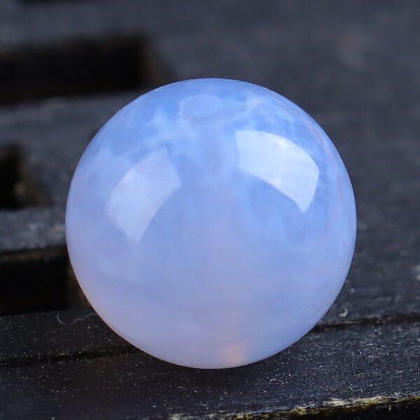 blue agate bead, strip pattern bead, round bead, through hole bead, natural bead, genuine bead - Image 3