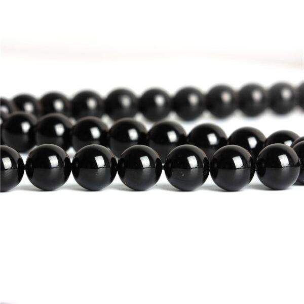 black tourmaline bead, round bead, through hole bead, natural bead, genuine bead - Image 3