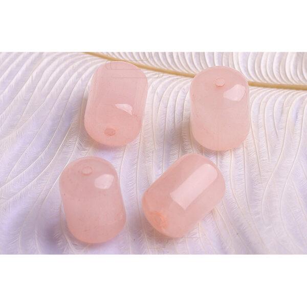 rose quartz bead, pink bead, cylinder bead, oval bead, spacer bead, through hole bead, natural bead, genuine bead - Image 3