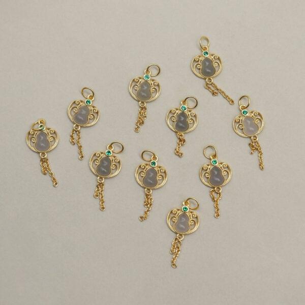 ruyi flower charm, gourd charm, tassel charm, purple gray charm, nephrite charm, sterling silver charm, gild bead, golden charm, 2pcs / 5 pcs - Image 3