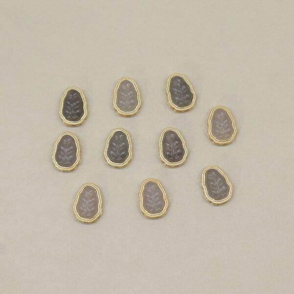 leaf bead, bezel bead, nephrite bead, purple gray bead, sterling silver bead, gild bead, golden bead, 2pcs / 5 pcs - Image 3