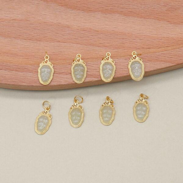 leaf charm, white charm, nephrite charm, sterling silver charm, gild bead, golden charm, 2pcs / 5 pcs - Image 3