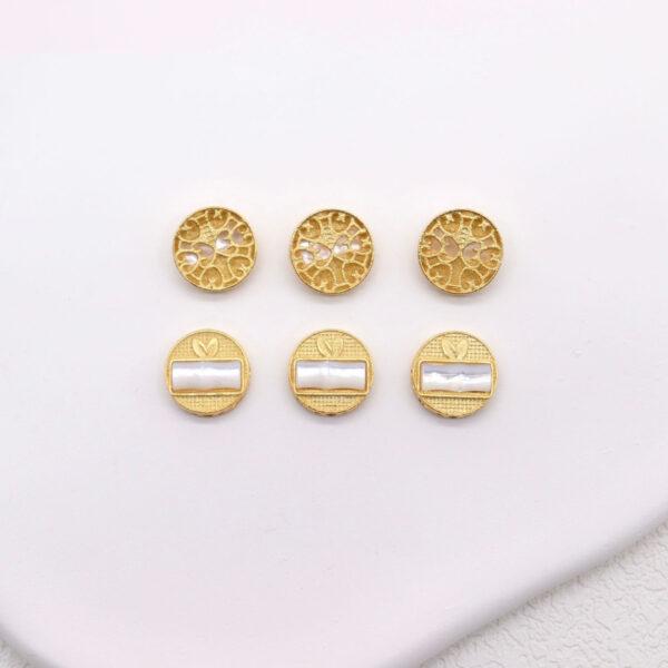 bamboo bead, round bead, bezel bead, shell bead, white bead, sterling silver bead, gild bead, golden bead, 2pcs / 5 pcs - Image 3