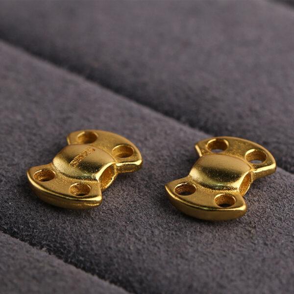 bow-knot bead, five hole bead, spacer bead, s925 sterling silver, sterling silver bead, golden bead, gild bead - Image 3