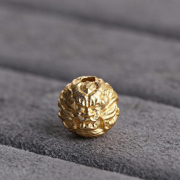 dragon bead, round bead, spacer bead, s925 sterling silver, sterling silver bead, golden bead, gild bead - Image 3