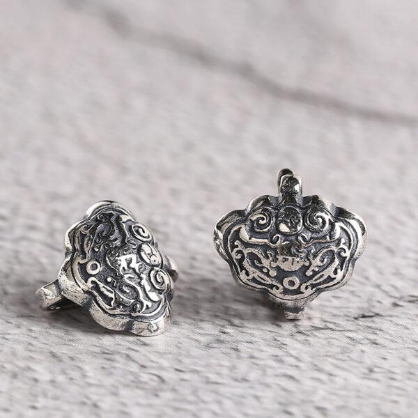 ruyi flower hook, dragon pattern clasp, silver hook, silver clasp, s925 sterling silver, silver findings, oxidized silver bead - Image 3
