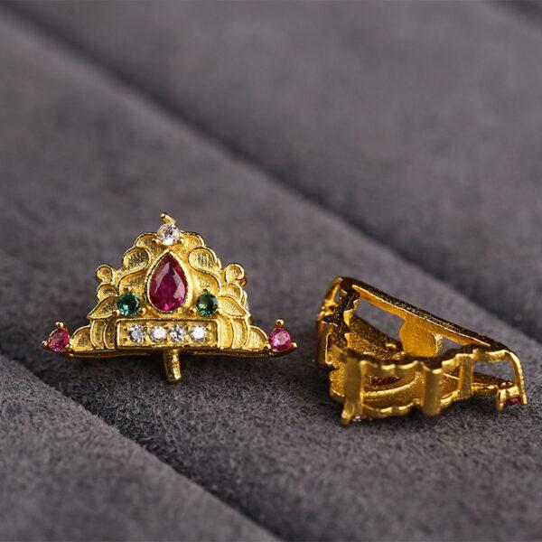 flower pattern pendant bail, crown buckle, golden clasp, s925 sterling silver, silver bead, gild bead, golden bead - Image 3