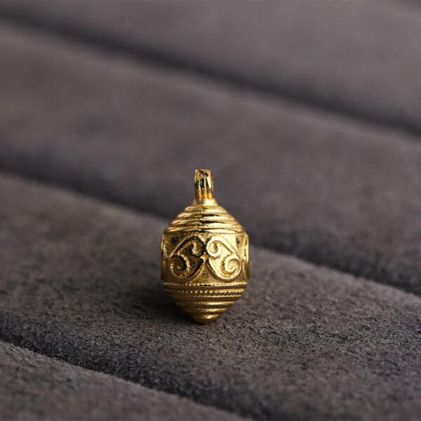 spindle charm, flower pattern charm, s925 sterling silver, golden charm, gild bead - Image 3