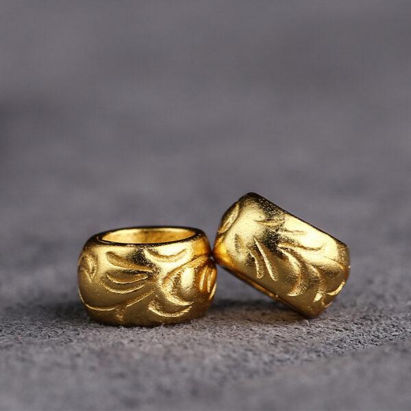 ring bead, vine pattern jump ring, spacer bead, s925 sterling silver, sterling silver bead, golden bead, gild bead - Image 3