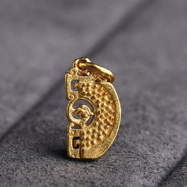 hollow phoenix charm, semicircle charm, s925 sterling silver, golden charm, gild bead - Image 3