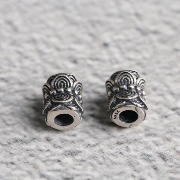 twin Lotus flowers bead, spacer bead, s925 sterling silver, silver bead, oxidized silver bead - Image 3