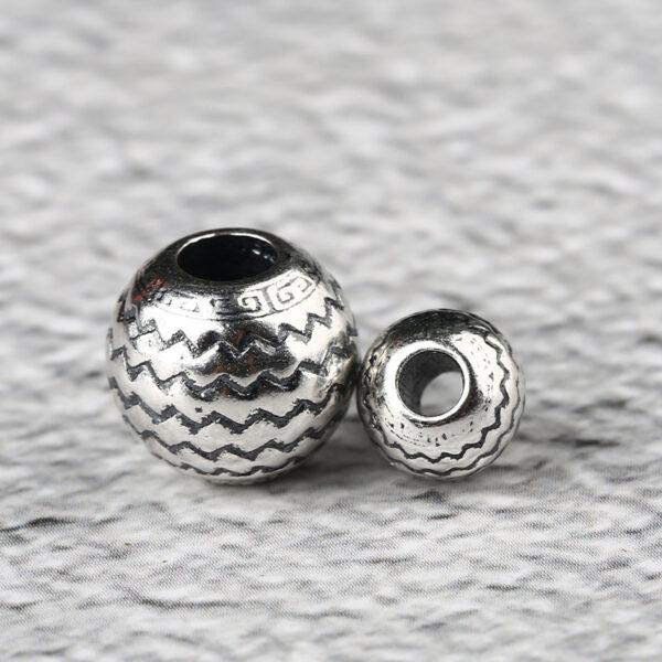 round bead, waves pattern bead, spacer bead, s925 sterling silver, silver bead, oxidized silver bead - Image 3
