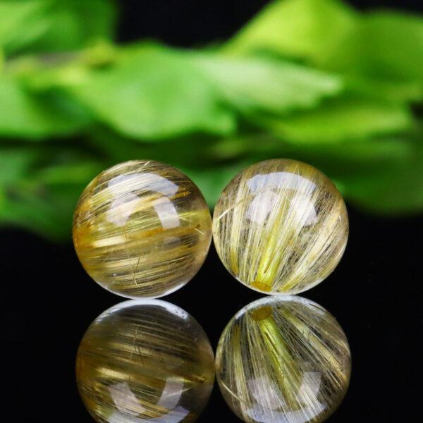 golden rutilated quartz bead, clear bead, round bead, natural bead, genuine bead - Image 5