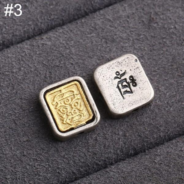square bead, flower pattern bead, double color bead, spacer bead, s925 sterling silver, silver bead, oxidized silver bead - Image 6