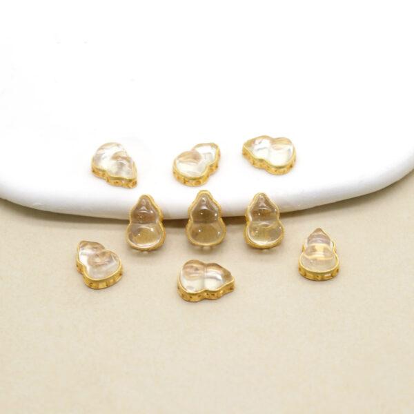 gourd bead, bezel bead, clear quartz bead, white bead, sterling silver bead, gild bead, golden bead, 2pcs / 5 pcs - Image 3