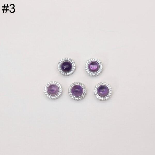 square bead, round bead, bezel bead, amethyst bead, purple bead, sterling silver bead, gild bead, golden bead, 2pcs / 5 pcs - Image 9