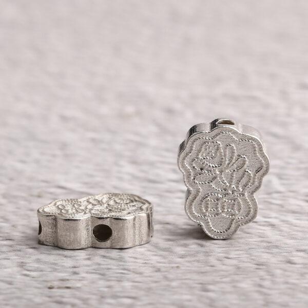 flower bead, lotus flower bead, spacer bead, s925 sterling silver, silver bead - Image 3