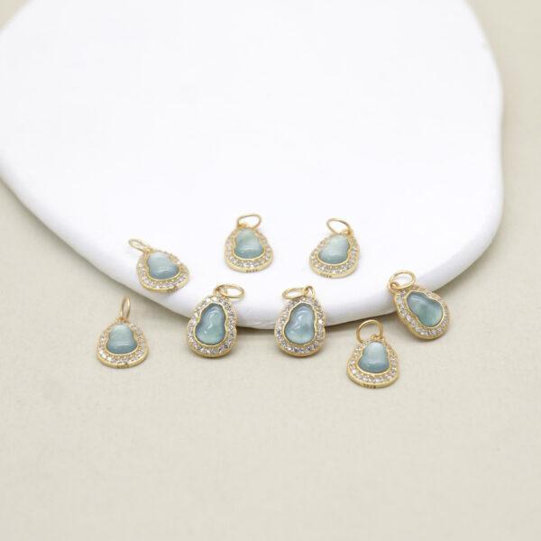 gourd charm, jadeite charm, blue charm, sterling silver charm, gild bead, golden charm, 2pcs / 5 pcs - Image 3