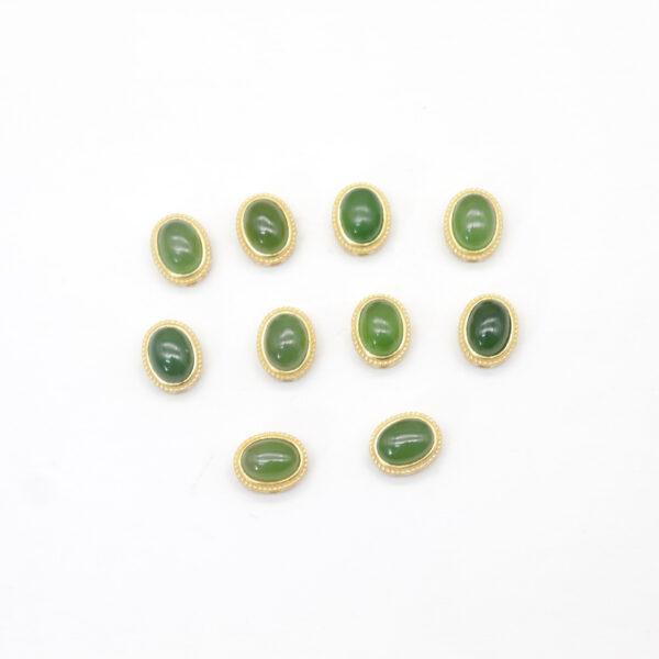 oval bead, bezel bead, nephrite bead, lapis lazuli bead, green bead, blue bead, sterling silver bead, gild bead, golden bead, 2pcs / 5 pcs - Image 3