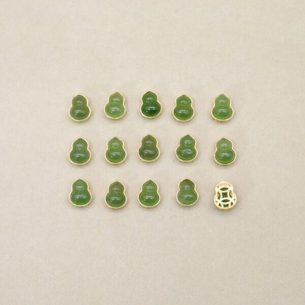 gourd bead, bezel bead, nephrite bead, green bead, sterling silver bead, gild bead, golden bead, 2pcs / 5 pcs - Image 3