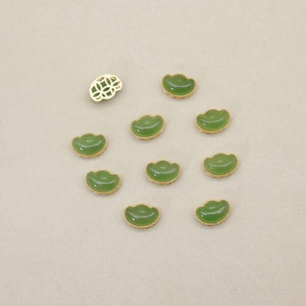 yuanbao flower bead, bezel bead, nephrite bead, green bead, sterling silver bead, gild bead, golden bead, 2pcs / 5 pcs - Image 3