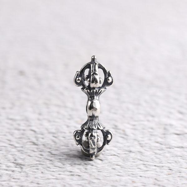 Vajra charm, Buddhist instruments charm, necklace charm, s925 sterling silver, silver bead, silver charm, oxidized silver bead - Image 3