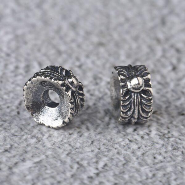cross flower bead, round bead, spacer bead, s925 sterling silver, silver bead, oxidized silver bead - Image 3