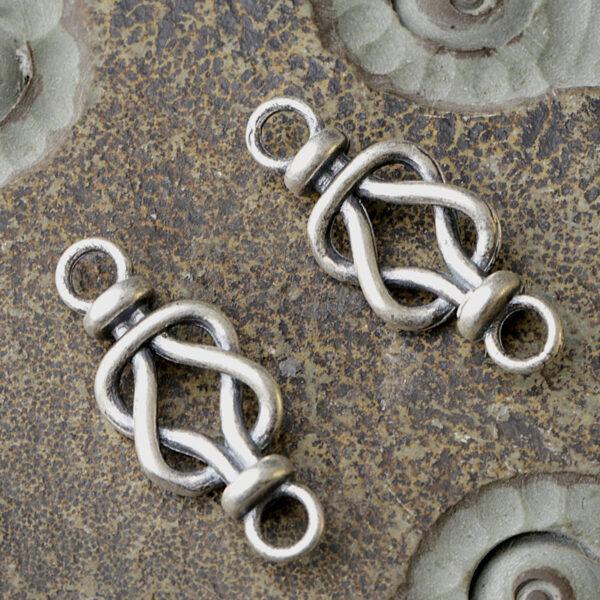 Chinese knot bead, flower connector bead, s925 sterling silver, silver findings, oxidized silver bead - Image 3