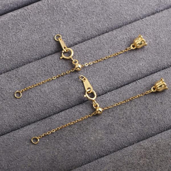 flower chain, Extender Chain, Bracelet Extender, Necklace Extender, s925 sterling silver, silver Extender, golden Chain, gild Extender - Image 3