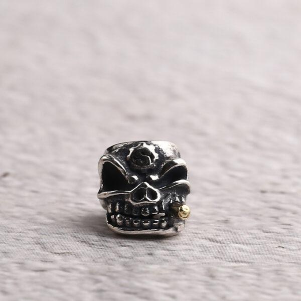 skull bead, spacer bead, s925 sterling silver, silver bead, oxidized silver bead - Image 3