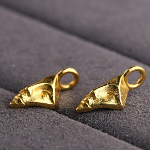 half face charm, s925 sterling silver, golden charm, gild bead - Image 3