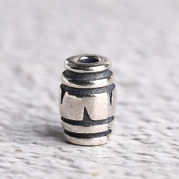drum bead, crack pattern bead, spacer bead, s925 sterling silver, silver bead, oxidized silver bead - Image 4
