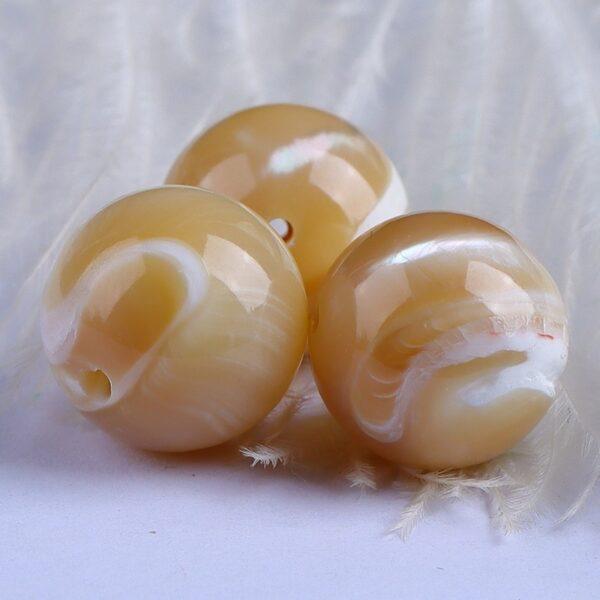 deep sea shell bead, white bead, yellow bead, round bead, through hole bead, natural bead, genuine bead - Image 4