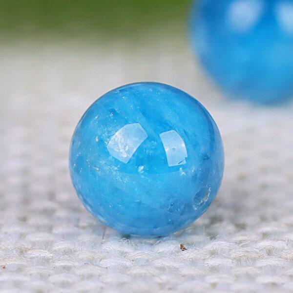 blue apatite bead, round bead, natural bead, genuine bead - Image 4