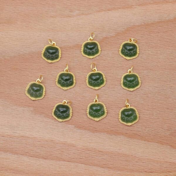 cat paw charm, nephrite charm, green charm, sterling silver charm, gild bead, golden charm, 2pcs / 5 pcs - Image 4