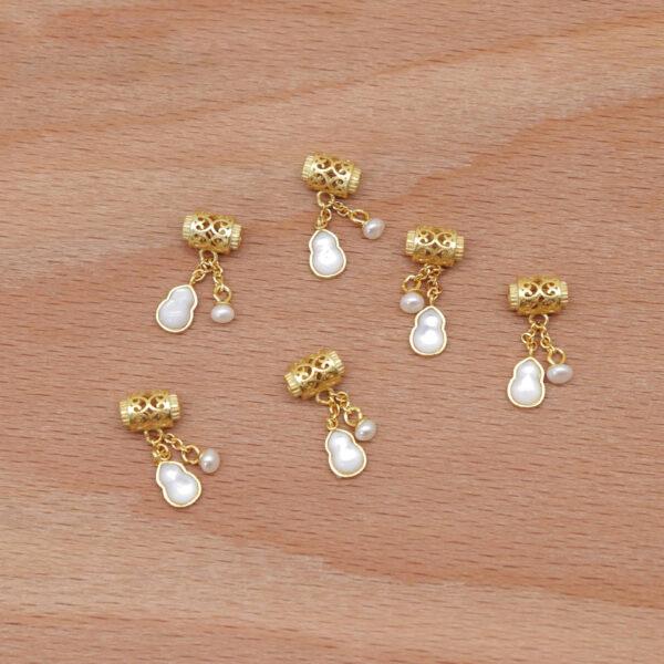 gourd charm, shell charm, white charm, sterling silver charm, gild bead, golden charm, 2pcs / 5 pcs - Image 4