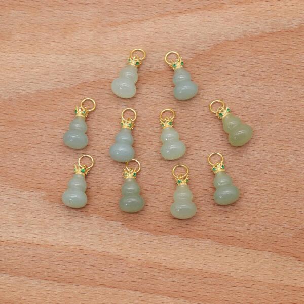 gourd charm, crown charm, nephrite charm, light green charm, sterling silver charm, gild bead, golden charm, 2pcs / 5 pcs - Image 4