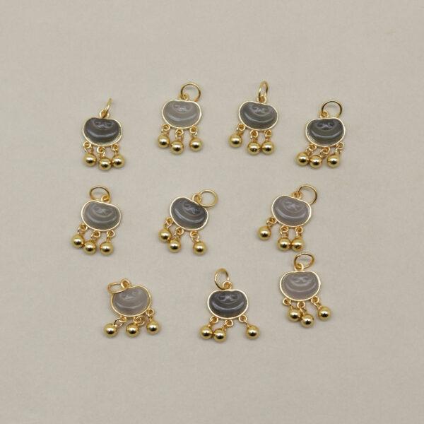 ruyi flower charm, nephrite charm, purple gray charm, sterling silver charm, gild bead, golden charm, 2pcs / 5 pcs - Image 4