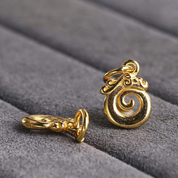 dragon charm, round charm, s925 sterling silver, golden charm, gild bead - Image 4