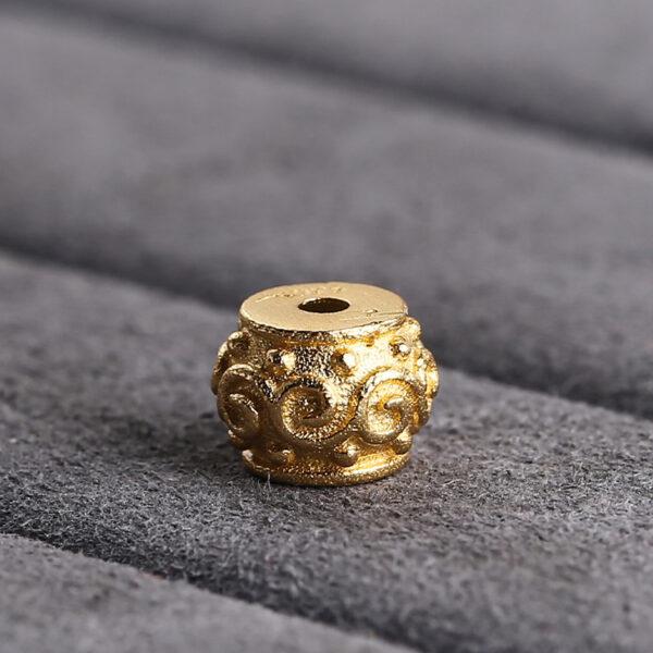 drum bead, vine pattern bead, spacer bead, s925 sterling silver, sterling silver bead, golden bead, gild bead - Image 4