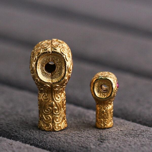 T drilled bead, vine pattern bead, spacer bead, s925 sterling silver, sterling silver bead, golden bead, gild bead - Image 4