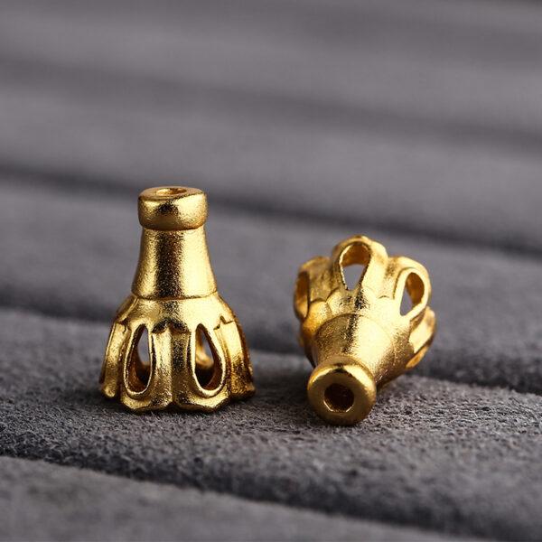 flower bead, bead holder, s925 sterling silver, sterling silver bead, golden findings, gild bead - Image 4